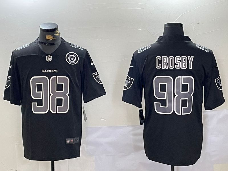 Men Oakland Raiders 98 Crosby Black Fashion Nike 2024 Limited NFL Jersey style 3